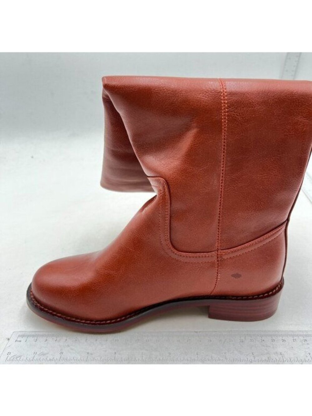 FOWT Women Platform Round Toe Knee High Boots Low Chunky Heel Riding Boots Brown